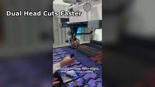 Máquina de corte de cabeça dupla IB1606 | Corte multicamadas para fábricas de calçados